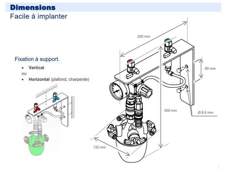 Dimension de l'humidificateur AKIMist "E" d'IKEUCHI