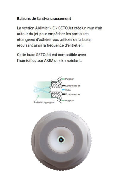 Optimisation humidification industrielle Buse SETOJet AKimist® "E"